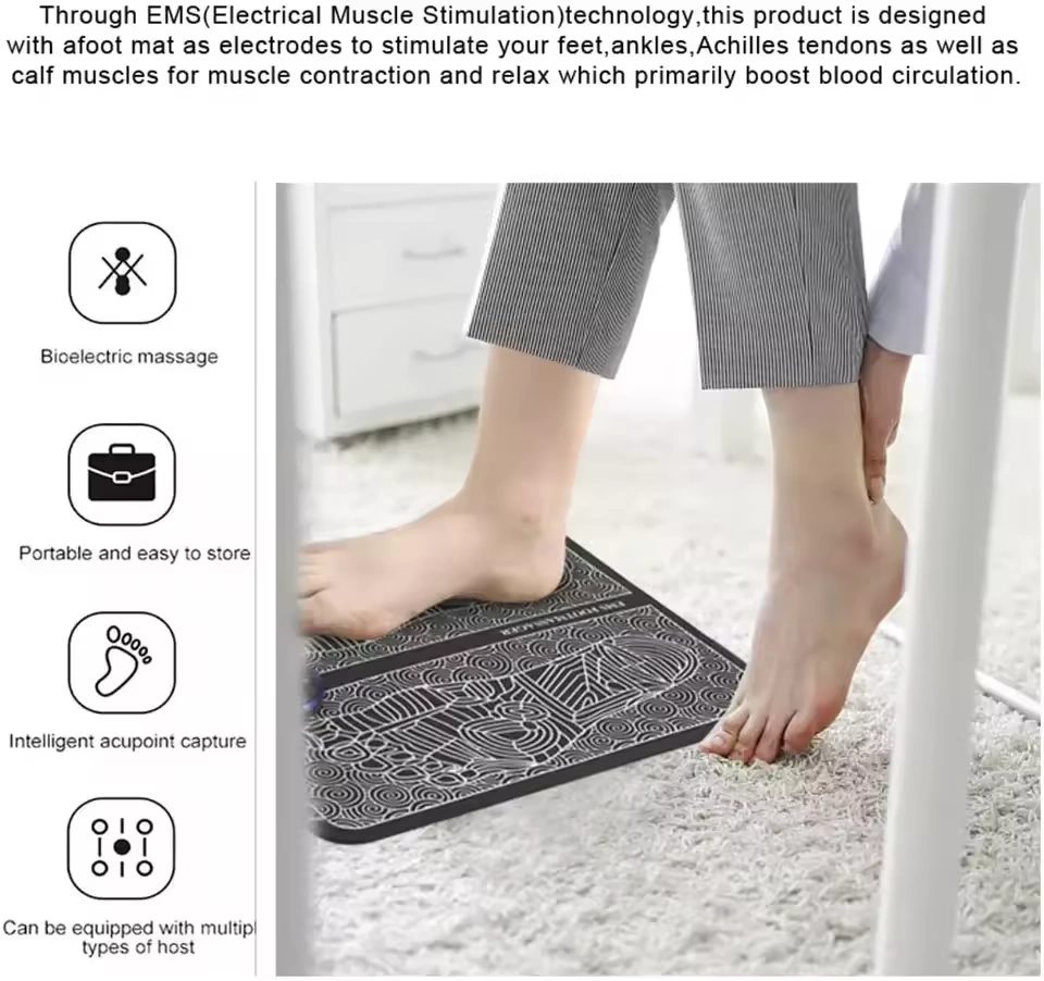 Electric EMS Foot Massager Mat - পোর্টেবল ফোল্ডেবল ফুট ম্যাসেজার প্যাড | রক্ত সঞ্চালন ও পায়ের ব্যথা দূর করার আধুনিক সমাধান
